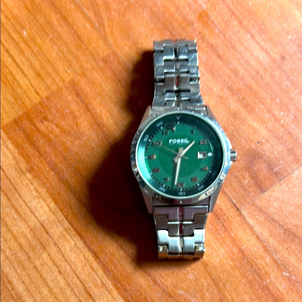Fossil Green Dial Date Men's Watch AM-4103